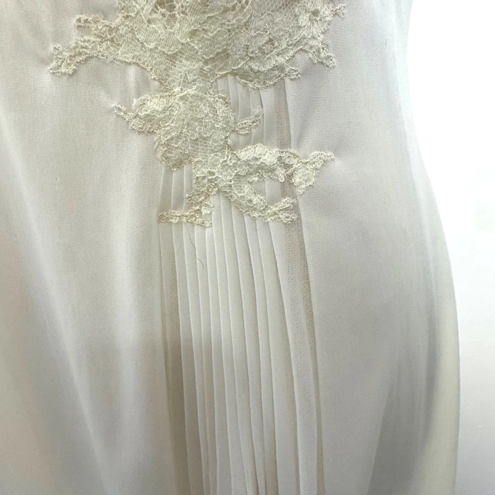 Vintage Vanity Fair Full Slip Dress Size 36‎ Light Yellow Lace Pleats - Picture 6 of 12